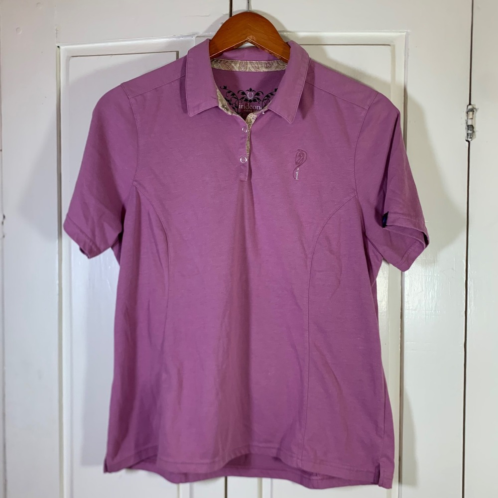 Irideon Riding Wear Womens Purple Short Sleeve Polo Shirt Equestrian Size Large